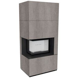 Камін Kratki FLOKI BOX лівий 8 kW &Oslash; 160 в обудові з керамограніту NATURALI PIETRA DI SAVOIA GRIGIA BOCCIARDATA FLOKI/S/L/Q/N/P/D/S/G фото