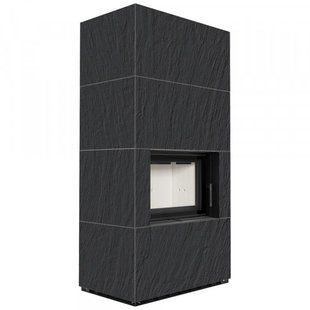 Камін Kratki FLOKI BOX 8 kW &Oslash; 160 в обудові з керамограніту NATURALI ARDESIA NERO A SPACCO FLOKI/S/PF/Q/N/A/N фото