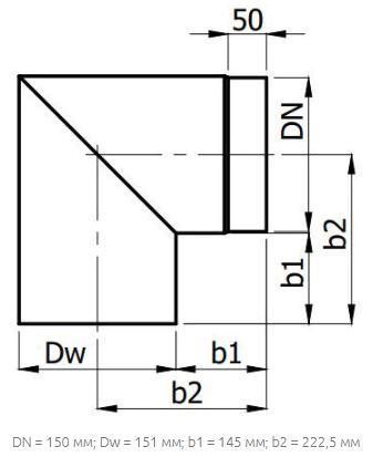 Коліно 90&deg; шліфоване, 2 сегменти, &Oslash;150 мм, сталь 2 мм DARCO KS darco-11050370 фото