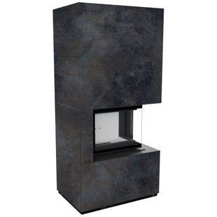 Камін Kratki FLOKI BOX правий 8 kW &Oslash; 160 в обудові з керамограніту OSSIDO NERO FLOKI/S/P/Q/OS/N фото
