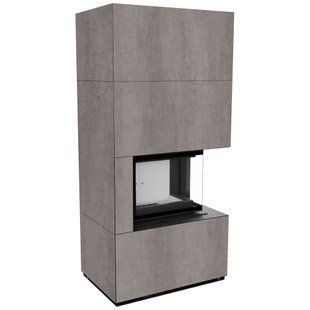 Камін Kratki FLOKI BOX правий 8 kW &Oslash; 160 в обудові з керамограніту NATURALI PIETRA DI SAVOIA GRIGIA BOCCIARDATA FLOKI/S/P/Q/N/P/D/S/G фото