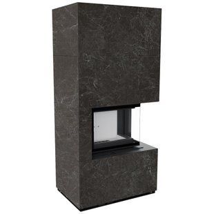 Камін Kratki FLOKI BOX правий 8 kW &Oslash; 160 в обудові з керамограніту NATURALI NERO GRECO FLOKI/S/P/Q/N/G фото