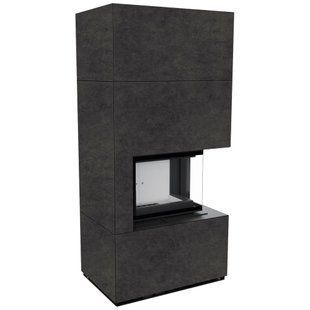 Камін Kratki FLOKI BOX правий 8 kW &Oslash; 160 в обудові з керамограніту FOKOS GRAFITE FLOKI/S/P/Q/F/G фото