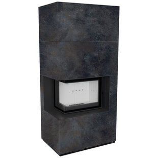 Камін Kratki FLOKI BOX лівий 8 kW &Oslash; 160 в обудові з керамограніту OSSIDO NERO FLOKI/S/L/Q/OS/N фото