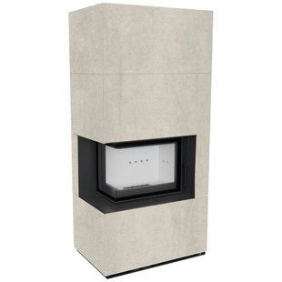 Камін Kratki FLOKI BOX лівий 8 kW &Oslash; 160 в обудові з керамограніту NATURALI PIETRA DI SAVOIA PERLA BOCCIARDATA FLOKI/S/L/Q/N/P/D/S/P фото